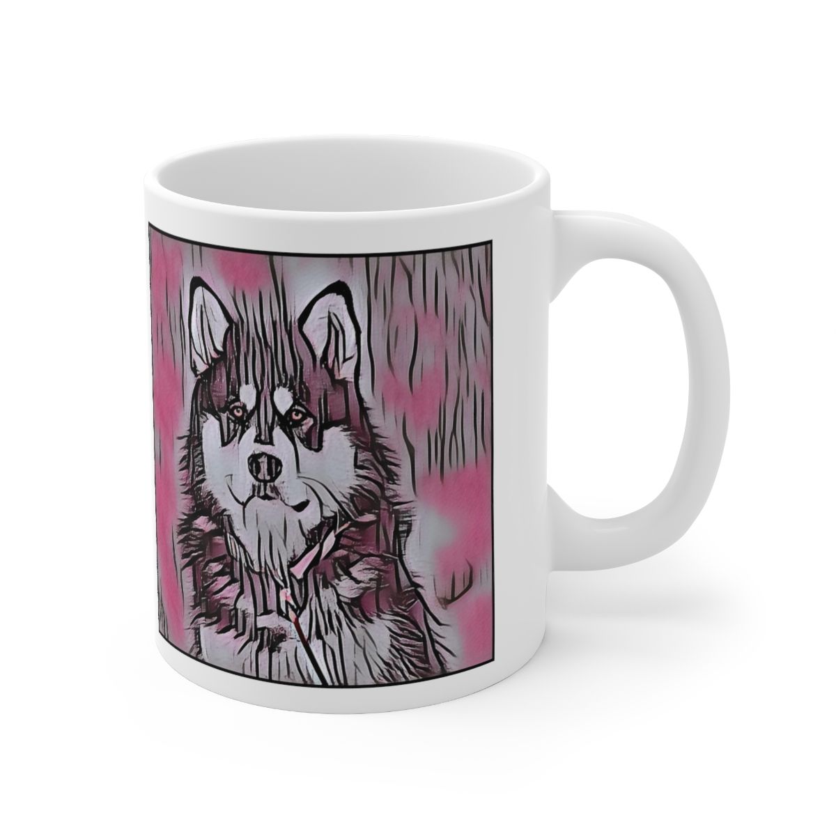 Picture of Alaskan Malamute-Comic Pink Mug