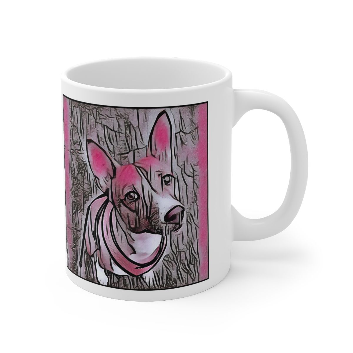 Picture of Basenji-Comic Pink Mug