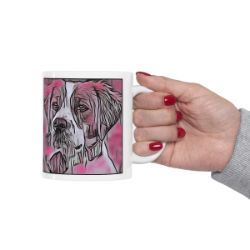 Picture of Brittany Spaniel-Comic Pink Mug