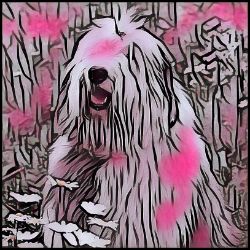 Picture of Old English Sheepdog-Comic Pink Mug