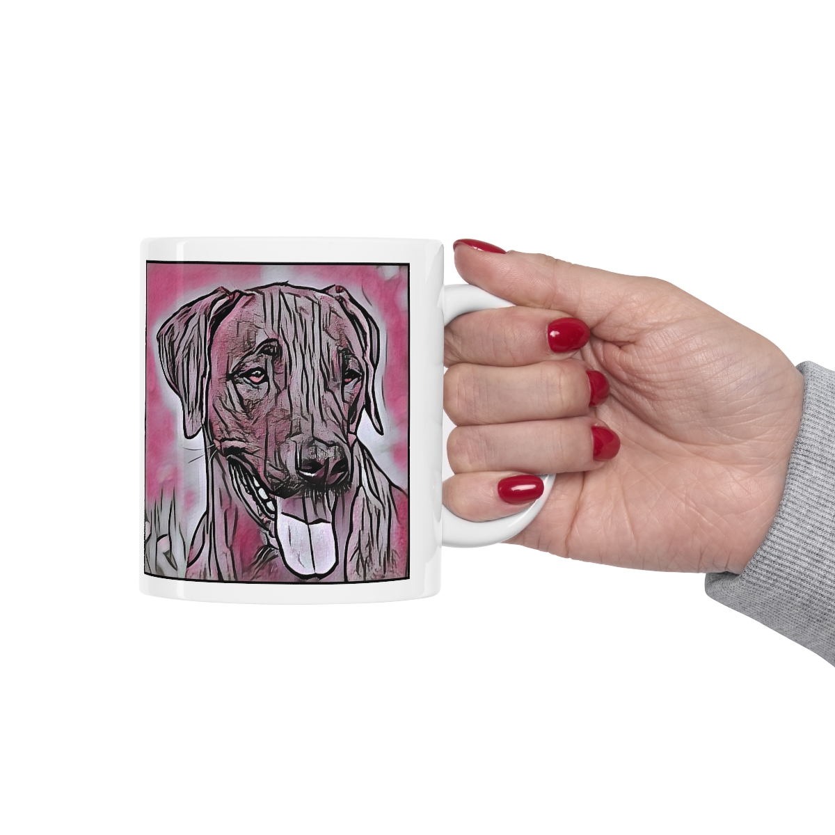 Custom Rhodesian Ridgeback Dog Mug - Coloromo Art Style Comic Pink ...