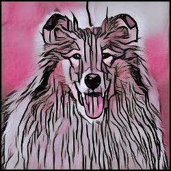 Picture of Rough Collie-Comic Pink Mug