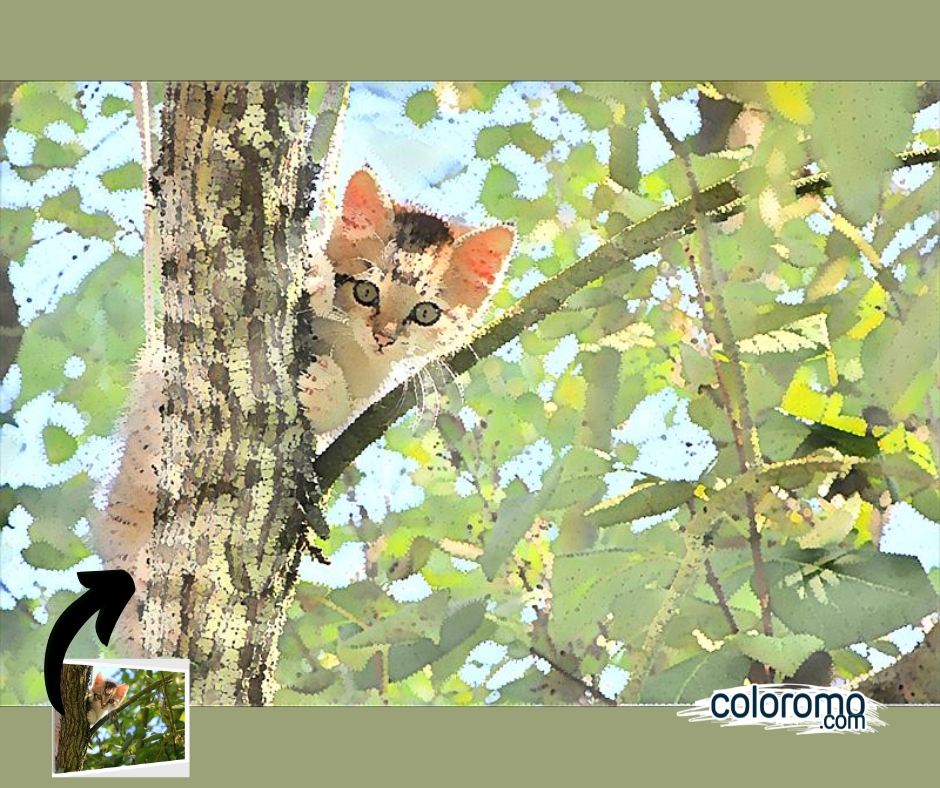 kitten in a tree watercolor style
